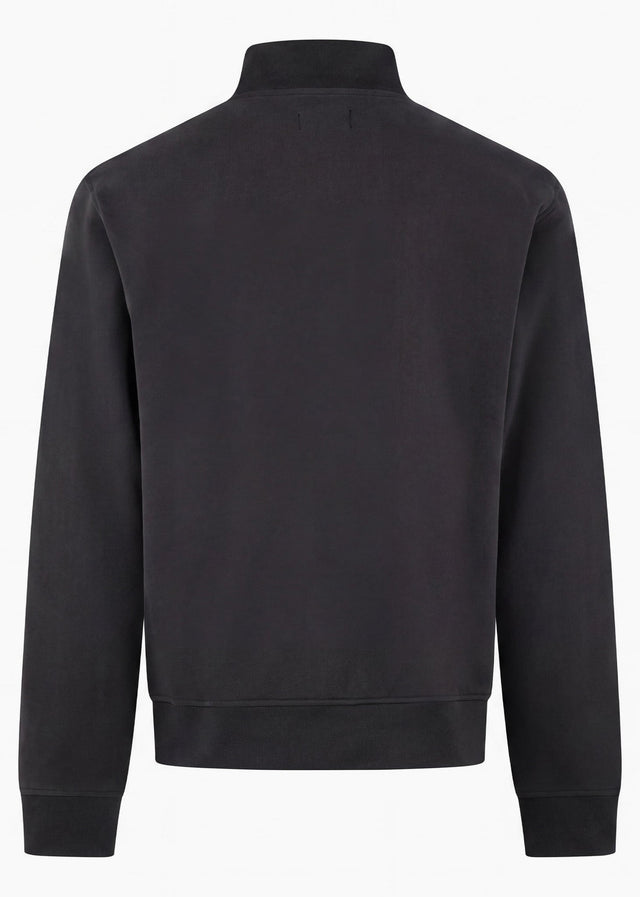 Aquascutum Sweaters Check shoulder quarter zip fleece - black