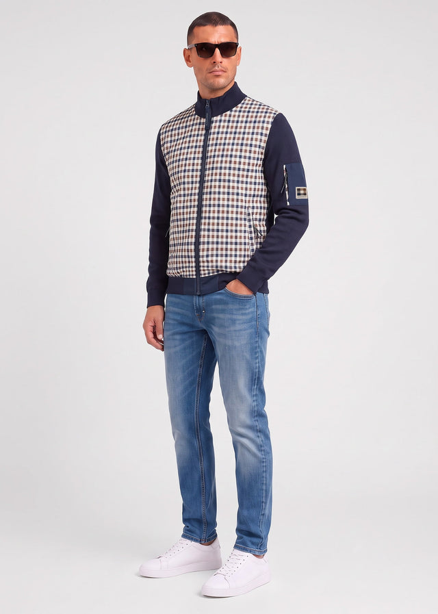 Aquascutum Cardigans Club tech fz sweater - navy