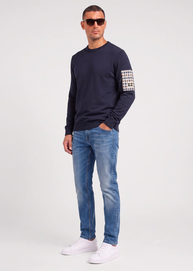 Aquascutum Sweaters Crewneck tech sweater - navy