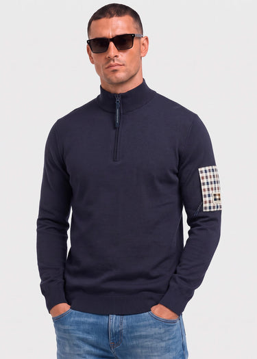 Aquascutum Sweaters Quarter zip tech sweater - navy