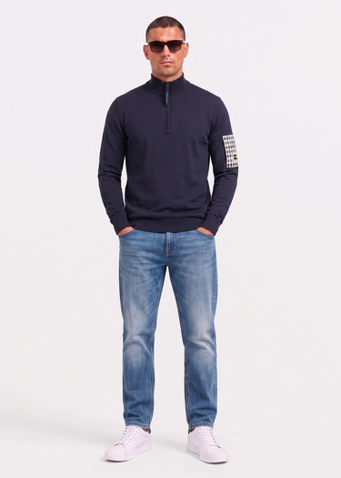 Aquascutum Sweaters Quarter zip tech sweater - navy