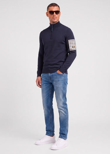 Aquascutum Sweaters Quarter zip tech sweater - navy