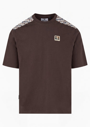 Aquascutum T-shirts Check shoulder t-shirt - chocolate