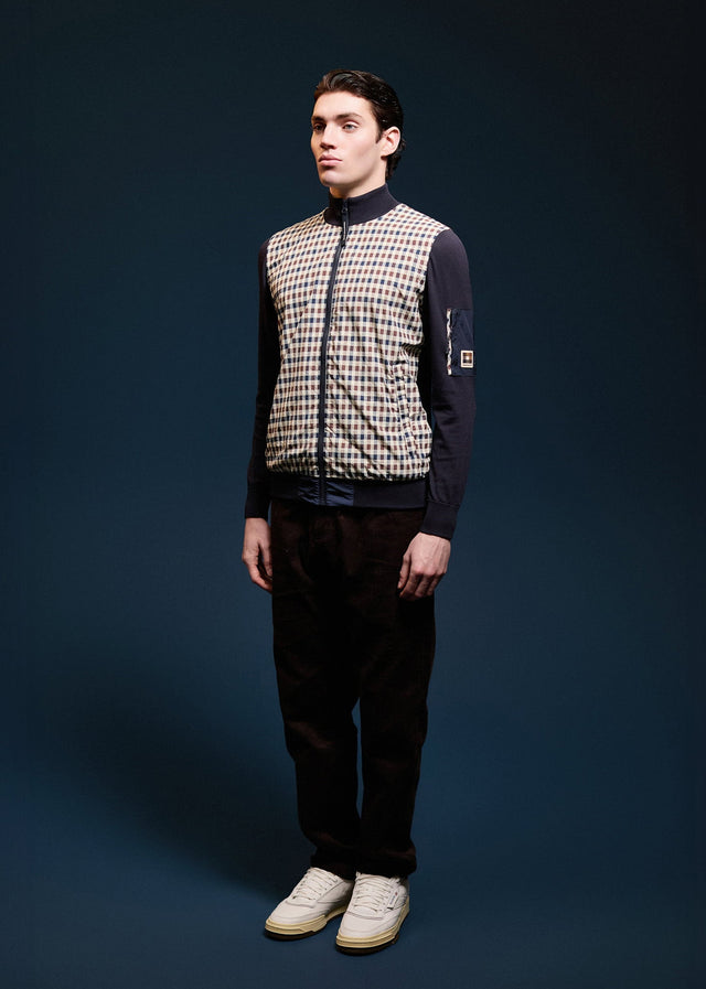 Aquascutum Cardigans Club tech fz sweater - navy