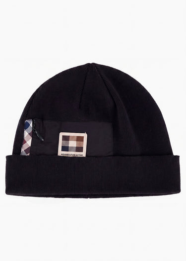 Aquascutum Beanies Nylon pocket beanie - black