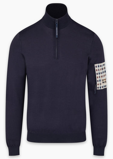 Aquascutum Sweaters Quarter zip tech sweater - navy