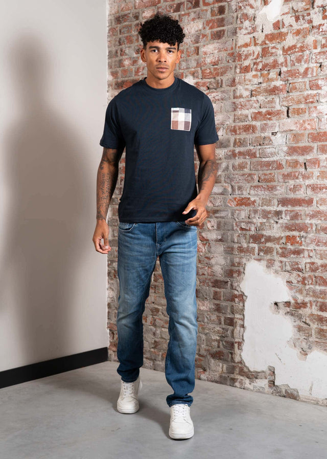 Aquascutum T-shirts Macro club check t-shirt - navy
