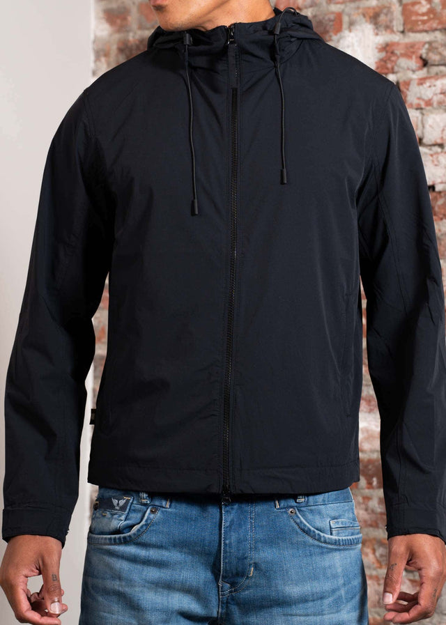 Aquascutum Jackets Hooded stretch windbreaker jacket - black