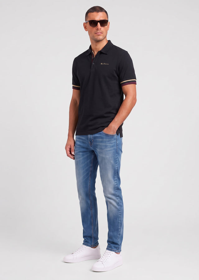 Ben Sherman Polos Cuff detail polo - black