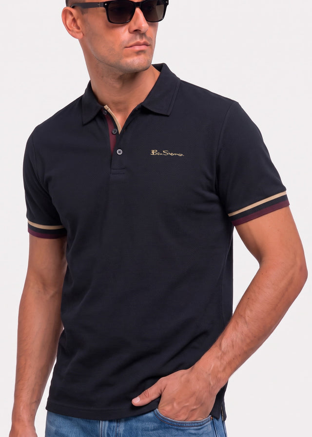 Ben Sherman Polos Cuff detail polo - black