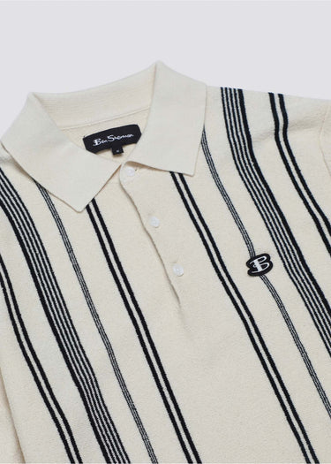 Ben Sherman Polo's Crickle cotton stripe polo - ivory