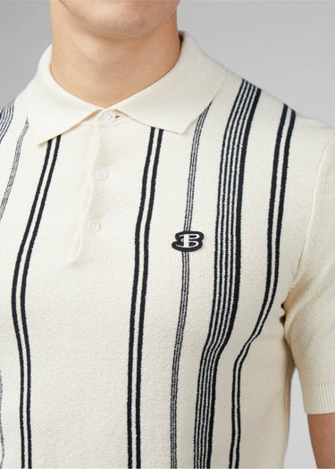 Ben Sherman Polo's Crickle cotton stripe polo - ivory