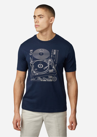 Ben Sherman T-shirts Linear record player - dark navy