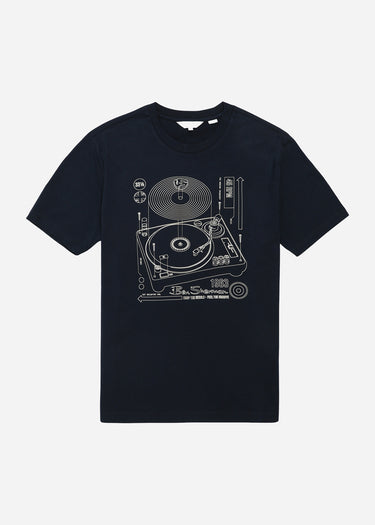 Ben Sherman T-shirts Linear record player - dark navy