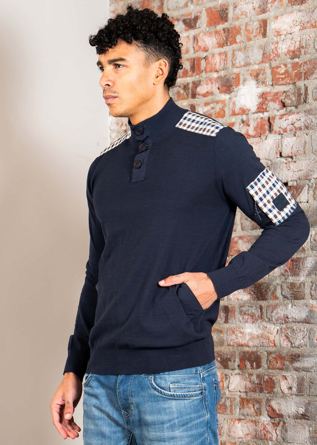 Aquascutum Sweaters Lamina pocket mockneck - navy