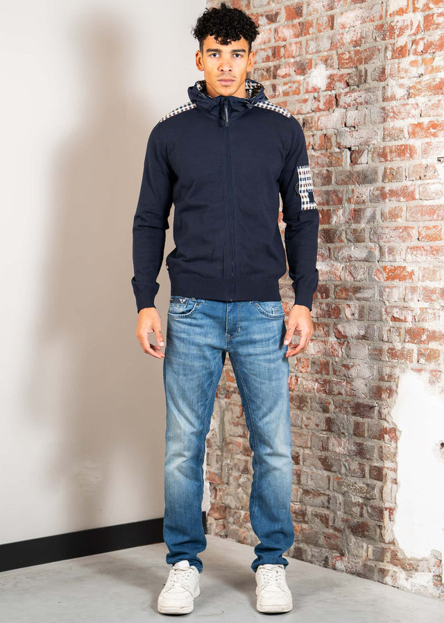 Aquascutum Cardigans Lamina pocket fz hoodie - navy
