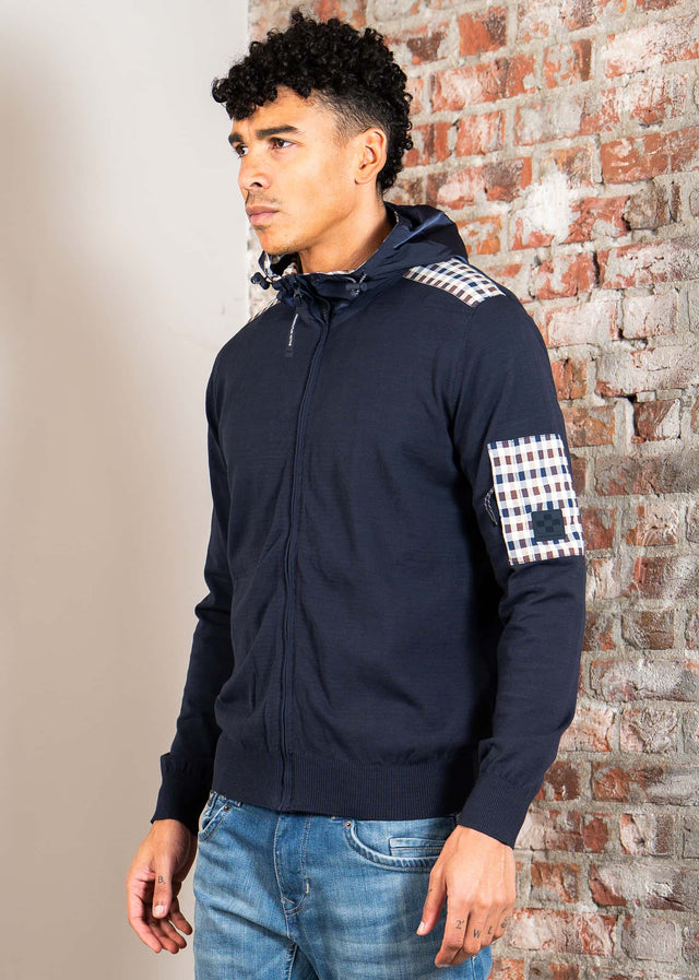 Aquascutum Cardigans Lamina pocket fz hoodie - navy