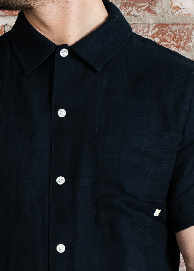 Farah Shirts Fleet check ss bd - true navy