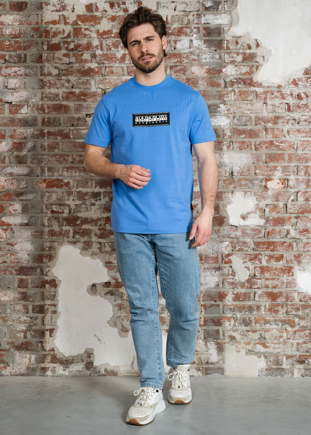 Napapijri T-shirts S box logo - ultramarine