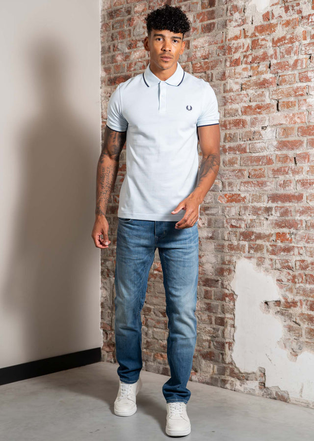 Fred Perry Polos Twin tipped fred perry polo shirt-Light Ice Snow White Tennisblue