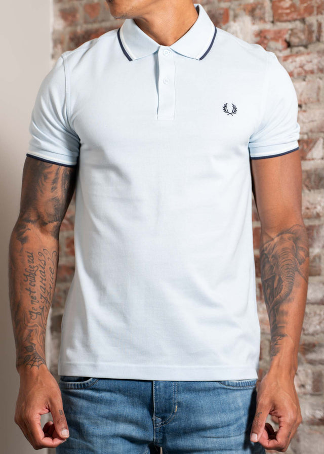 Fred Perry Polos Twin tipped fred perry polo shirt-Light Ice Snow White Tennisblue