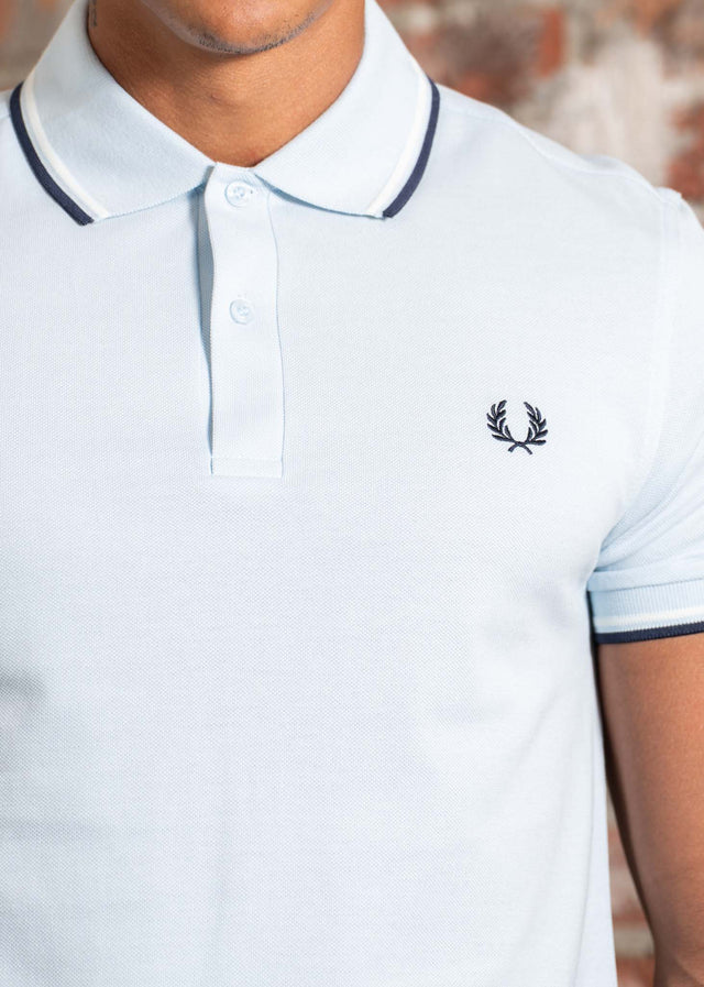 Fred Perry Polos Twin tipped fred perry polo shirt-Light Ice Snow White Tennisblue