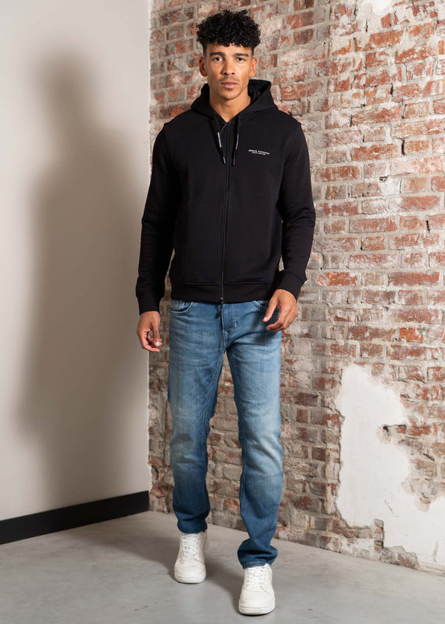 Armani Exchange Cardigans Stretch fabric zip-up sweatshirt - black