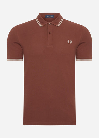 Fred Perry Polo's Twin tipped fred perry shirt - whisky brown porridge marl porridge marl