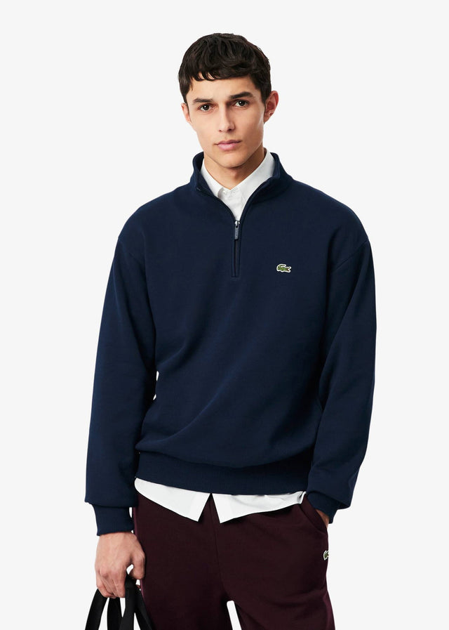 Lacoste Sweaters Quarter zip fleece sweatshirt - navy blue