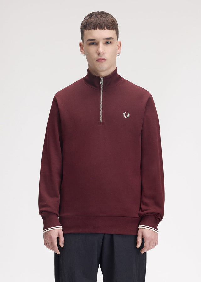 Fred Perry Sweaters Half zip sweatshirt - oxblood ecru
