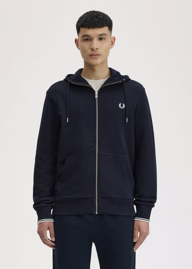 Fred Perry Cardigans Hooded zip through sweatshirt - navy