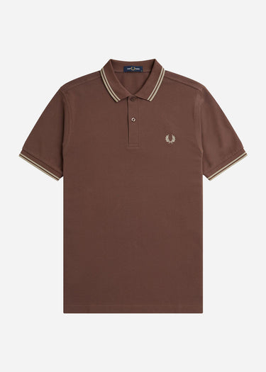 Fred Perry Polo's Twin tipped fred perry shirt - brick warm grey