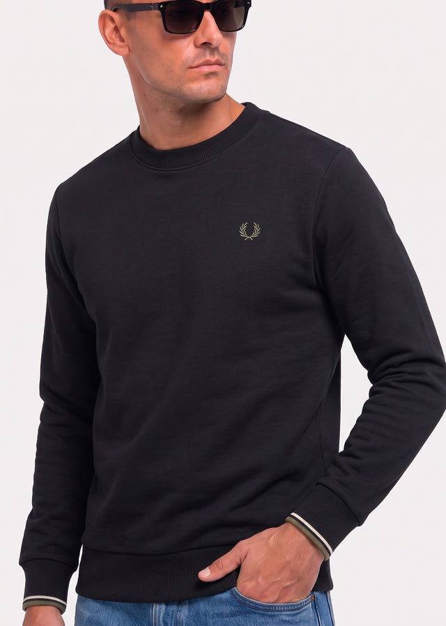 Fred Perry Sweaters Crew neck sweatshirt - black ecru laurel wreath green