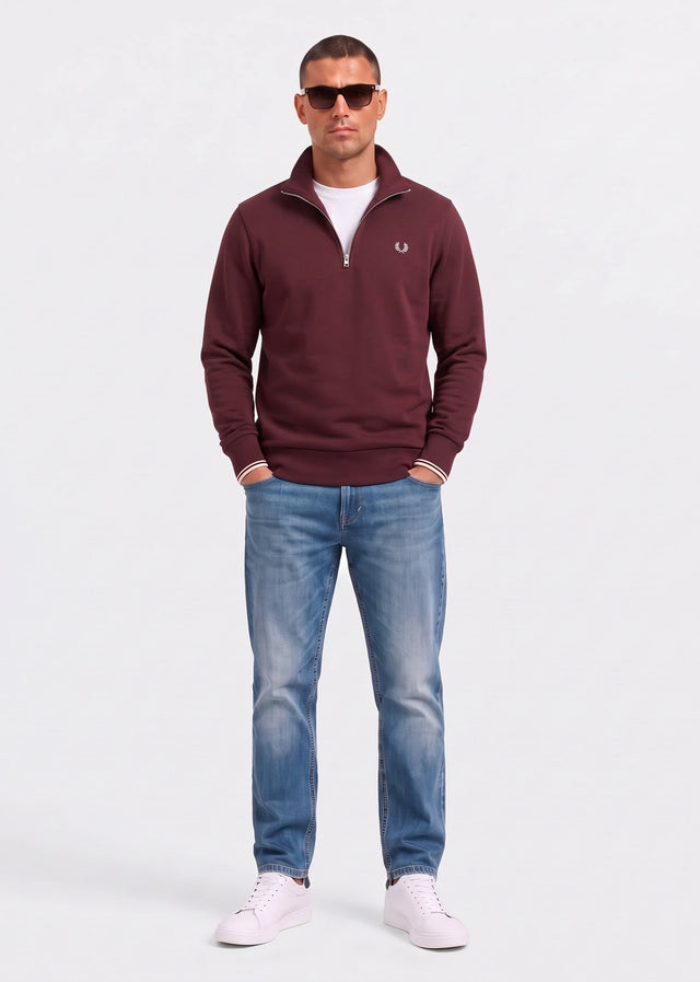 Fred Perry Sweaters Half zip sweatshirt - oxblood ecru