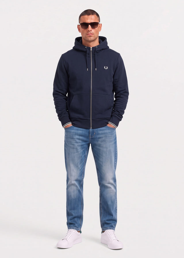 Fred Perry Cardigans Hooded zip through sweatshirt - navy