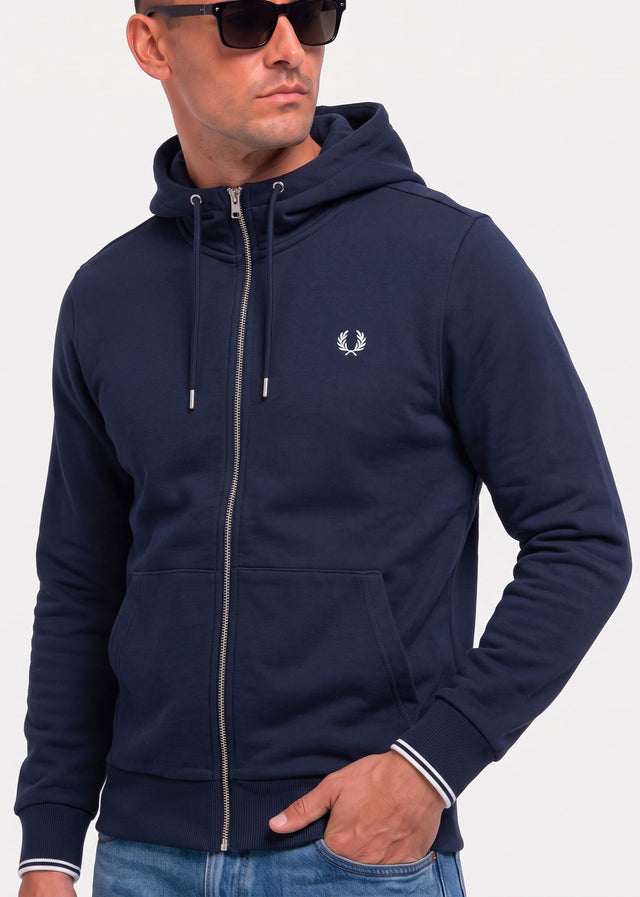 Fred Perry Cardigans Hooded zip through sweatshirt - navy