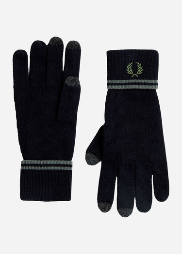Fred Perry Handschoenen Twin tipped merino wool gloves - black field green