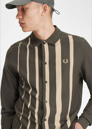 Fred Perry Longsleeve Polo's Gradient stripe ls polo shirt - field green