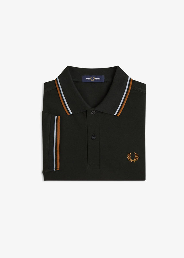 Fred Perry Polos Twin tipped polo - night green dusky blue dark caramel