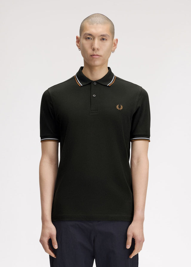 Fred Perry Polos Twin tipped polo - night green dusky blue dark caramel