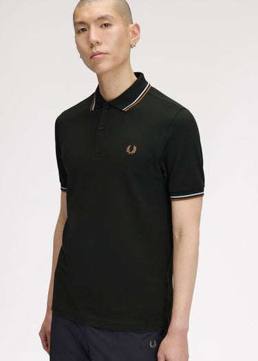 Fred Perry Polo's Twin tipped polo - night green dusky blue dark caramel
