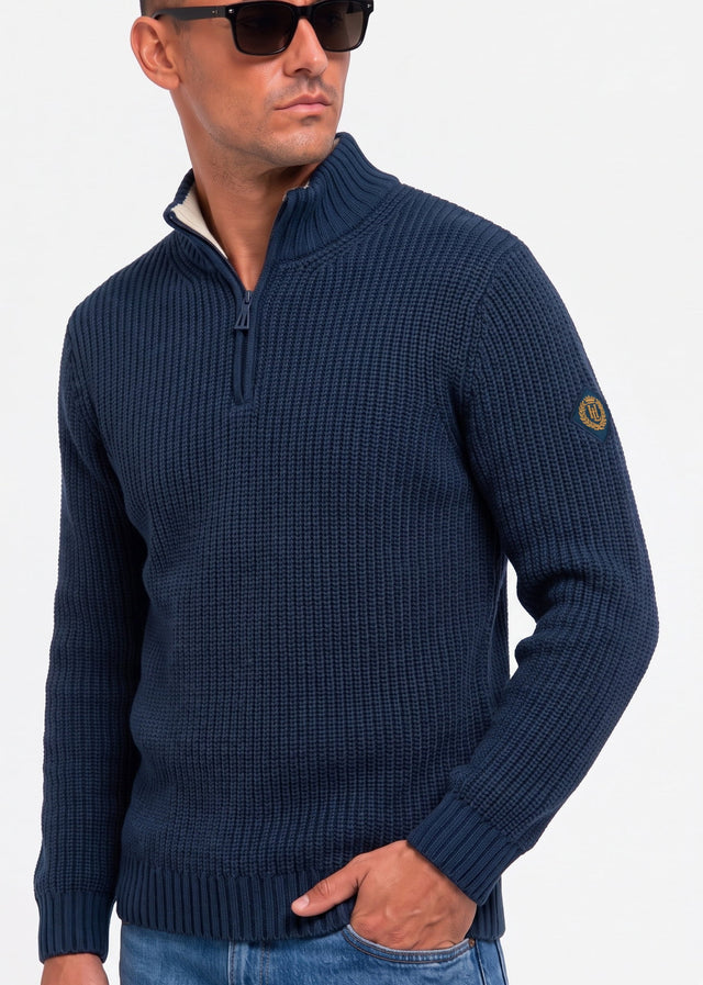 Henri Lloyd Sweaters Golant quarter zip ribbed knit - navy