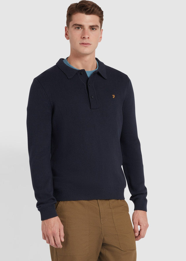 Farah Sweaters Sweater hamlet knit ls polo - true navy