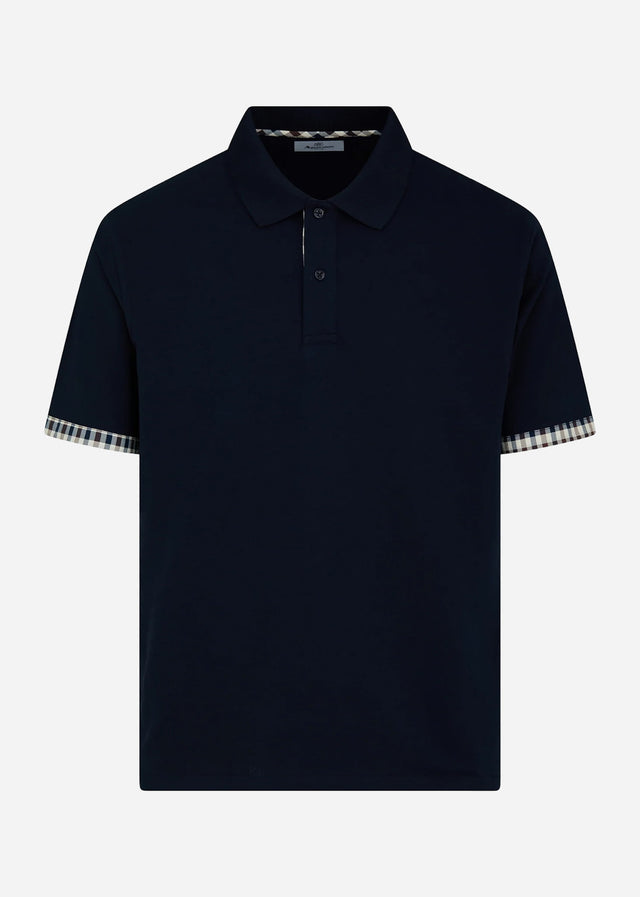 Aquascutum Polos Cc stretch piqué sleeve polo - navy