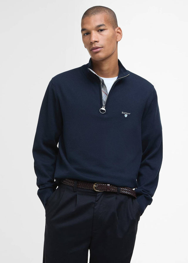 Barbour Sweaters Barbour lingwood compact cotton half zip sweater - navy