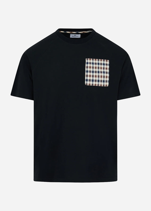 Aquascutum T-shirts Raglan pocket t-shirt - black