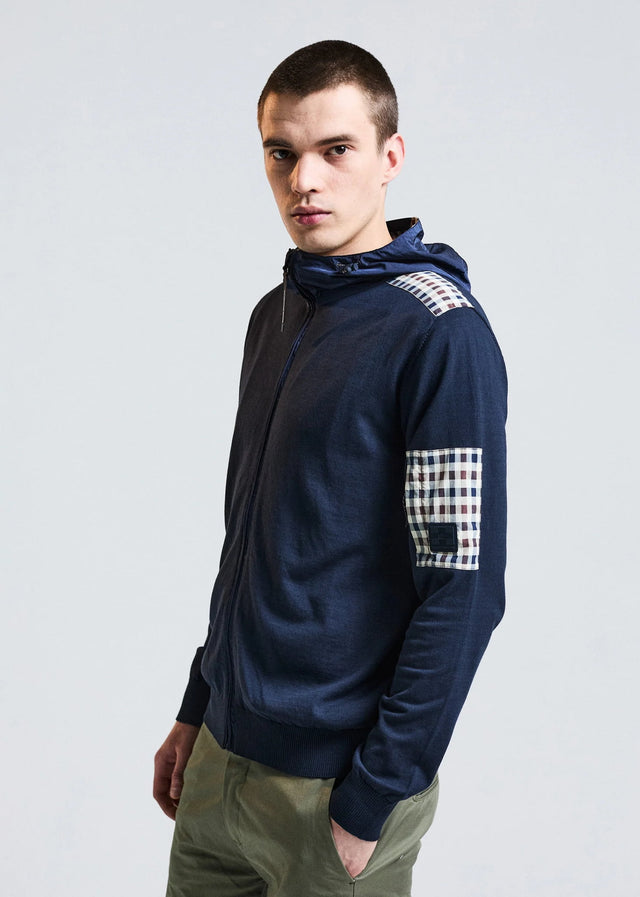 Aquascutum Cardigans Lamina pocket fz hoodie - navy