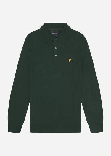 Lyle & Scott Truien Cotton merino long sleeve knitted polo - argyle teal