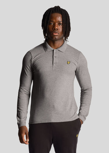 Lyle & Scott Longsleeve Polo's LS polo shirt - mid grey marl