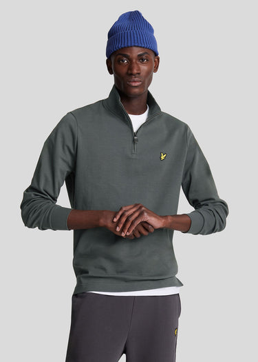 Lyle & Scott Truien Interlock quarter zip - gunmetal
